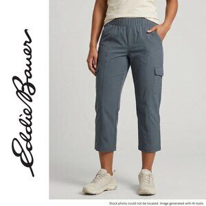 Eddie Bauer Women's Size 8 Travex Gray Cargo Capri Pants Stretch Hiking Outdoor